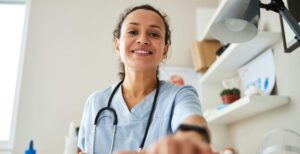 A doctor in a GP surgery