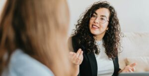 A mortgage advisor/broker talking to a client