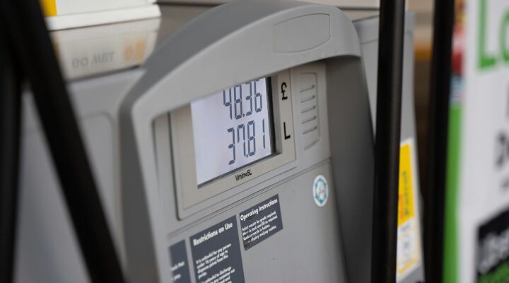 A close up of a petrol pump at a petrol station