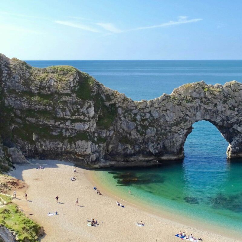 Durdle Door - a natural limestone arch on the Jurassic Coast in Dorset