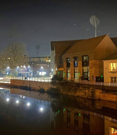 The River Tone in Taunton photographed during the night