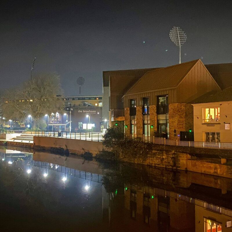 The River Tone in Taunton photographed during the night